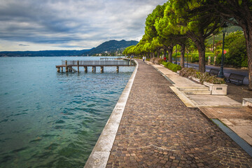 Stunning walkway and Lake Garda, Toscolano Maderno, Lombardy, Italy