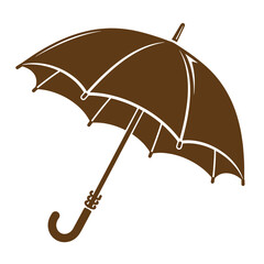 Vintage Brown umbrella icon with white lines on white background for design and illustration