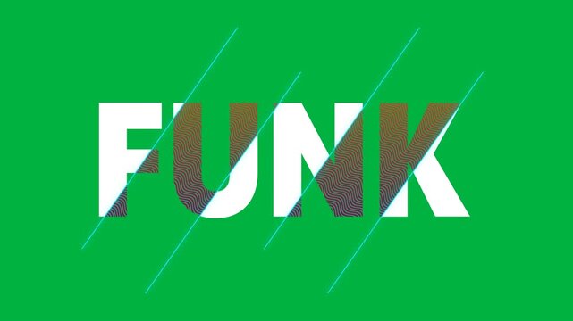 Animation of funk text in pink letters on white background