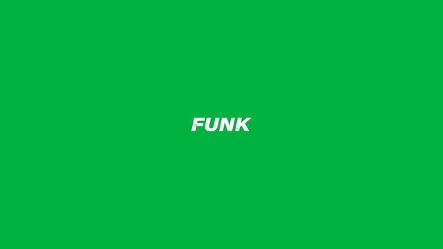 Animation of funk text in red become white letters on white background