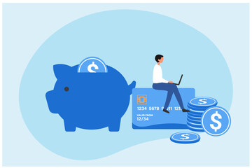 Banking, saving money, deposit, cash back. Vector illustration