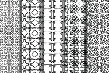 Traditional batik inspired repeating floral symmetrical background.
