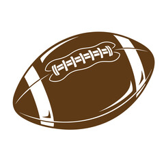 Obraz premium Vintage Brown American football with white stripes and laces on white background