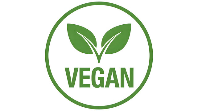 Vegan green leaf badge plant based food symbol
