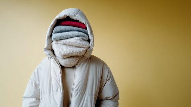 Cozy enigma swaddled in wintry layers, celebrating National Bundle Up Day with a puff of mystery and snug hibernation dreams