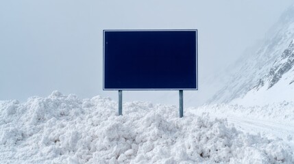 Solitary cobalt sign amid frosted tundra whispers wintry secrets, invoking Nordic mythology, Ice Lantern Festival enchantment