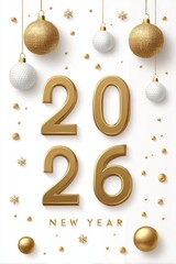2026 happy new year celebration greeting card. 2026 banner. Happy new year poster
