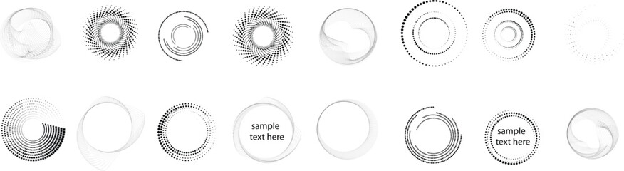 Halftone dots in circle form. round logo . vector dotted frame . Half tones design element
