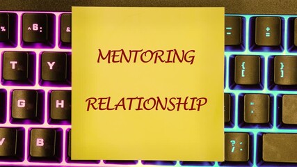 Animation of the word MENTORING RELATIONSHIP. Engaging discussion on how technology concepts shape business strategies in mentoring relationships, emphasizing collaboration and growth opportunities