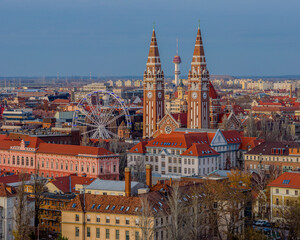 High resolution winter cityscape about downtown  of Szeged, Hungary. This photo included Szeged cathedral too.