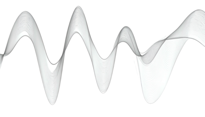A flowing, undulating waveform pattern in white against a black background
