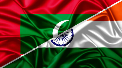 Wavy maldives and india flags create striking diagonal split