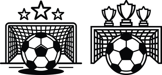 Soccer Goal Trophy Award Vector Illustration.