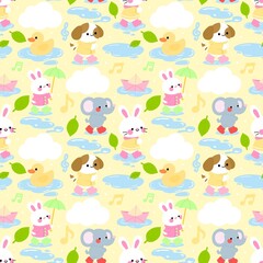 Obraz premium Baby Shower Rainy Parade Pattern