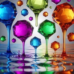 A vibrant collection of colorful glass spheres reflects sparkling light like crystal ice in a cold party cocktail served at a luxury celebration bar