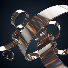 3d render of an abstract architectural background featuring a spiral gold metal staircase within a modern business building interior design