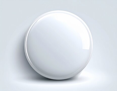Blank White Round Badge Pin Button Mockup on Light Background.