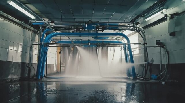 Hoses in a car wash.