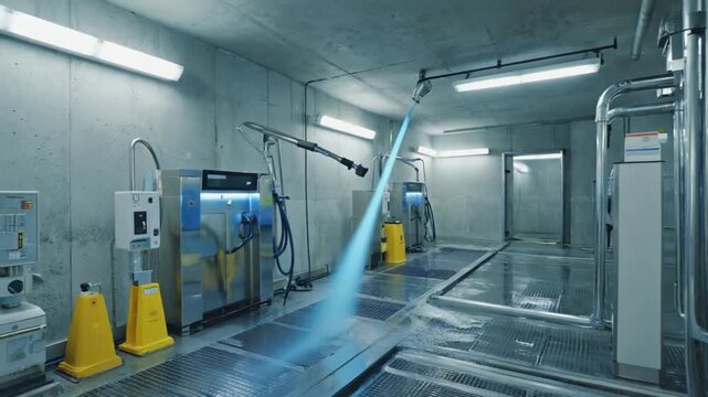 Hoses in a car wash.