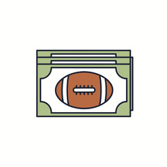 American Football Theme with Money and Football Illustration for Sports and Finance Content
