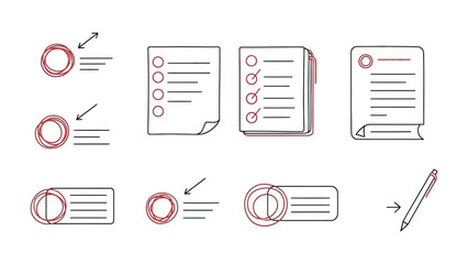 Iconic Checklist Elements: Illustrative icons capture the essence of list-making and task management, offering a concise visual vocabulary for your design needs.