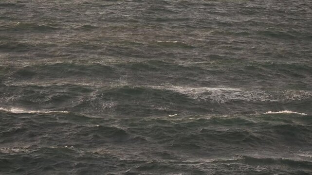 高台から見下ろす冬の荒れた海