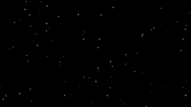 Twinkling stars glow and sparkle on black background. Loop able beautiful stars twinkling at night. star glow fields flying in galaxy space starburst light. 