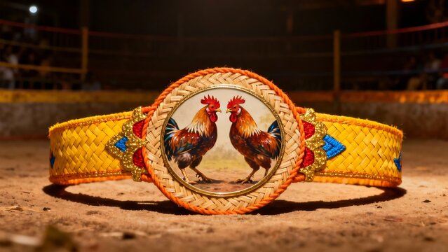 The traditional championship belt of cockfighting arena.