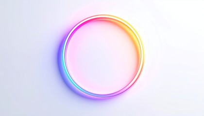 Vibrant Neon Circle on White Background with Gradient Hues.