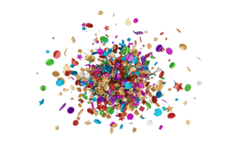 Vibrant colorful confetti explosion on black background for celebration