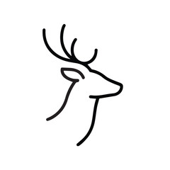 Monoline deer head silhouette perfect for subtle sophisticated logo marks.