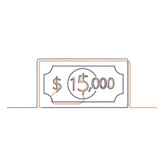 Fototapeta premium Minimalist Illustration of a 15000 Dollar Banknote in Line Art Style