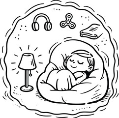 Cozy Bedtime Relaxation Sleep Routine Doodle