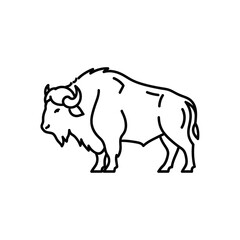 Fototapeta premium Minimalist Line Art Illustration of a Bison for Wildlife and Nature Projects