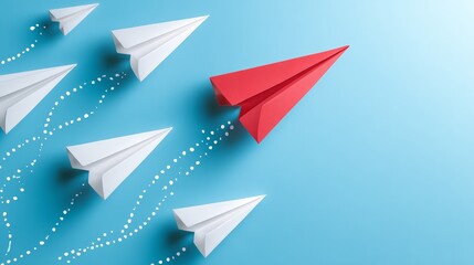 Paper Airplanes Competing in Flight, Studio Setting, Dynamic Viewpoint