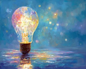 Illuminating Ideas in a Vibrant Abstract Lightbulb Art Scene