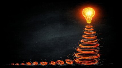 Creative Light Bulb Concept in Abstract Design Environment