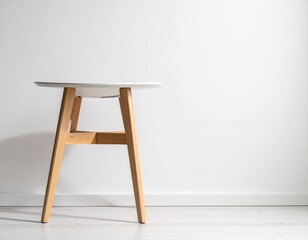 北欧ミニマルな木製テーブル＆スツール（白背景の商品撮影）