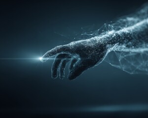 Futuristic Hand Gesture of Digital Creation in a Dark Environment