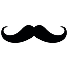 Classic curled mustache silhouette icon for vintage style and design
