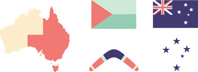 Map of australia and the southern cross constellation © MD