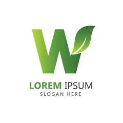 Letter W Leaf Logo Template