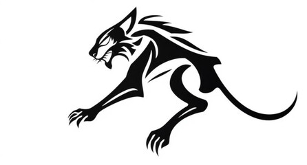 Black and white dragon and horse tattoo design featuring a tribal vector illustration of a fantasy animal silhouette with a black dragon head emblem in a heraldic nature art style