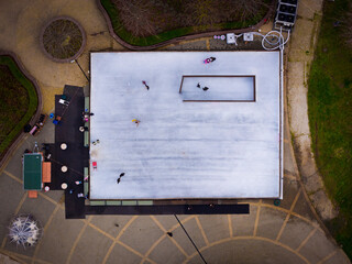 Ice rink in Fonyod, Hungary. A cute skating place next to Lake Balaton in winter
