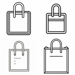 Set of simple line art shopping bag icons, representing retail and consumerism