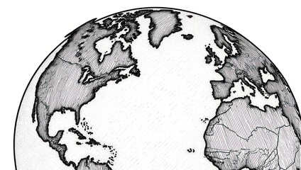 Globe Illustration - North America, Europe, and Africa.