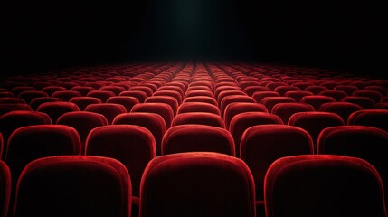 A theatre awaits, filled with plush red seating, promising an immersive viewing adventure. The darkened venue whispers of stories untold. Ready for showtime!