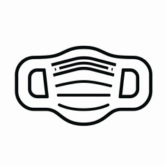 Minimalist line art illustration of a protective face mask, symbolizing health and safety.