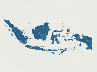 Map of Indonesia with highlighted cities