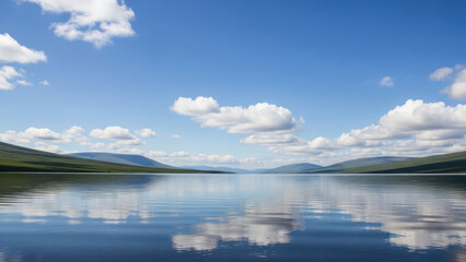 Obraz premium Serene Mountain Lake Under Blue Sky